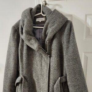 Calvin Klein Women's XXL Hooded, Gray, Zip Up Tie Waist